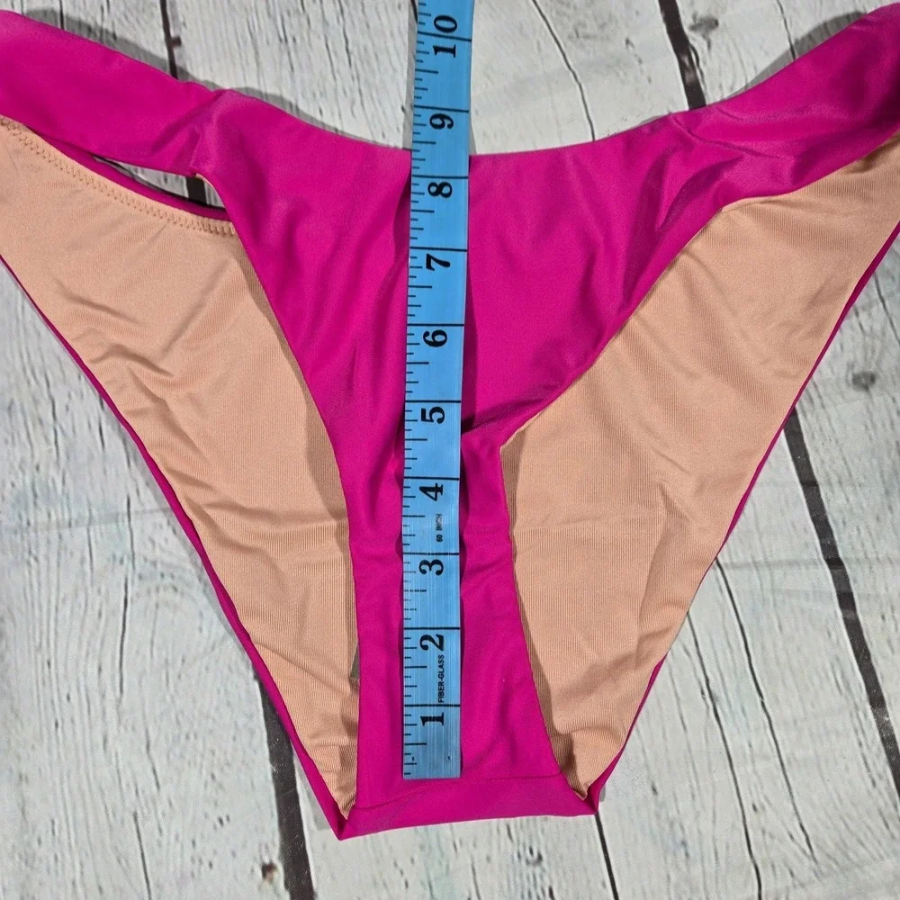 J. Crew Curved-waist cheeky‎ bikini bottom Radiant Fuchsia S NWT
